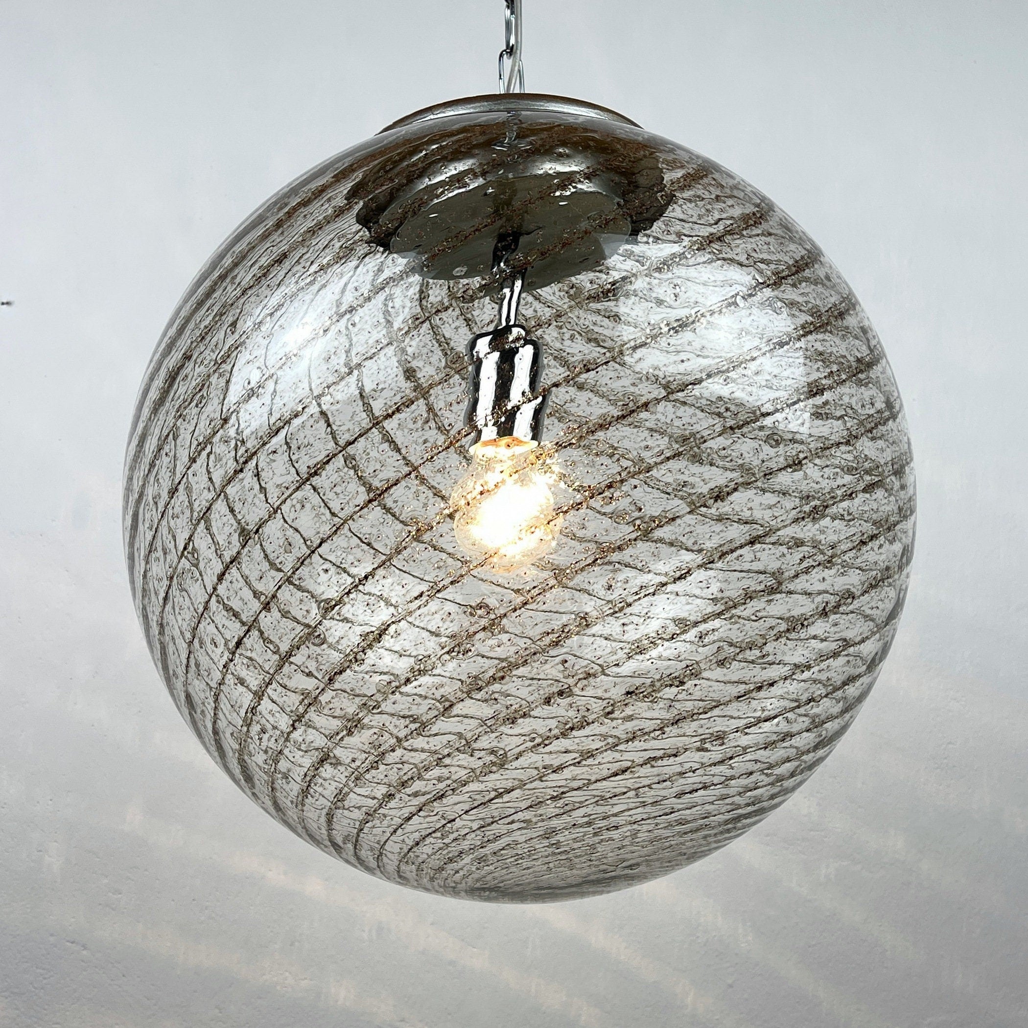 Vintage La Murrina Swirled Murano Glass Pendant Lamp - 1970s Italian Lighting