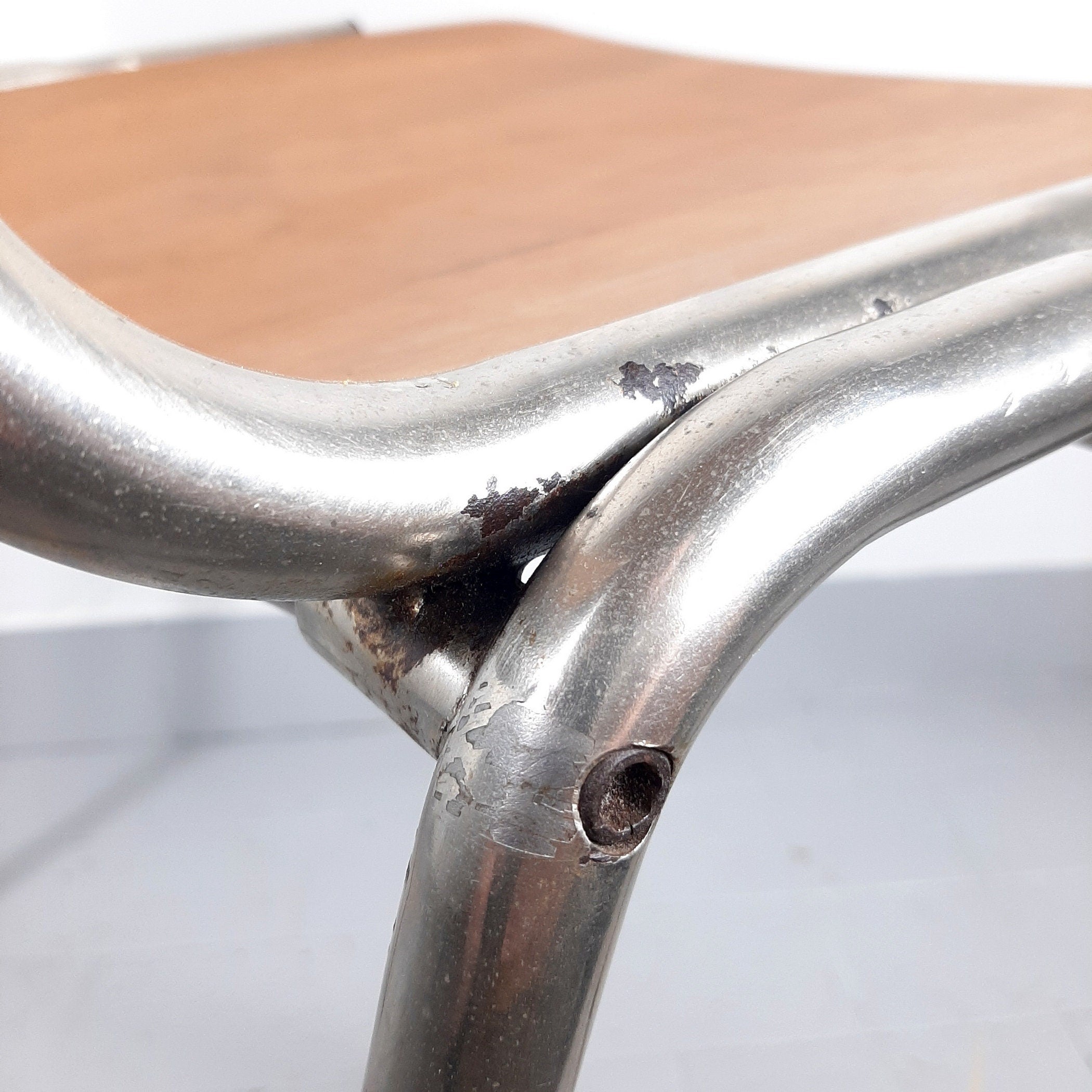 Retro desk chair from 80s Yugoslavia Stol Kamnik Plywood Metal Chrome Leg Retro office