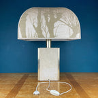 1970s Vintage Italian Travertine Marble Lamp with Brass Edge