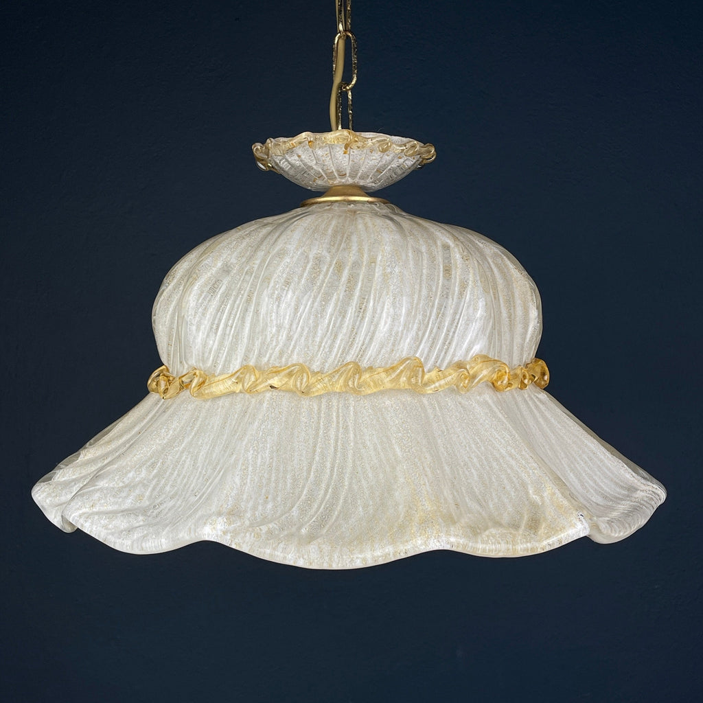 Vintage Murano Glass Pendant Lamp: Bonnet Hat, Italian Mid-Century Lighting