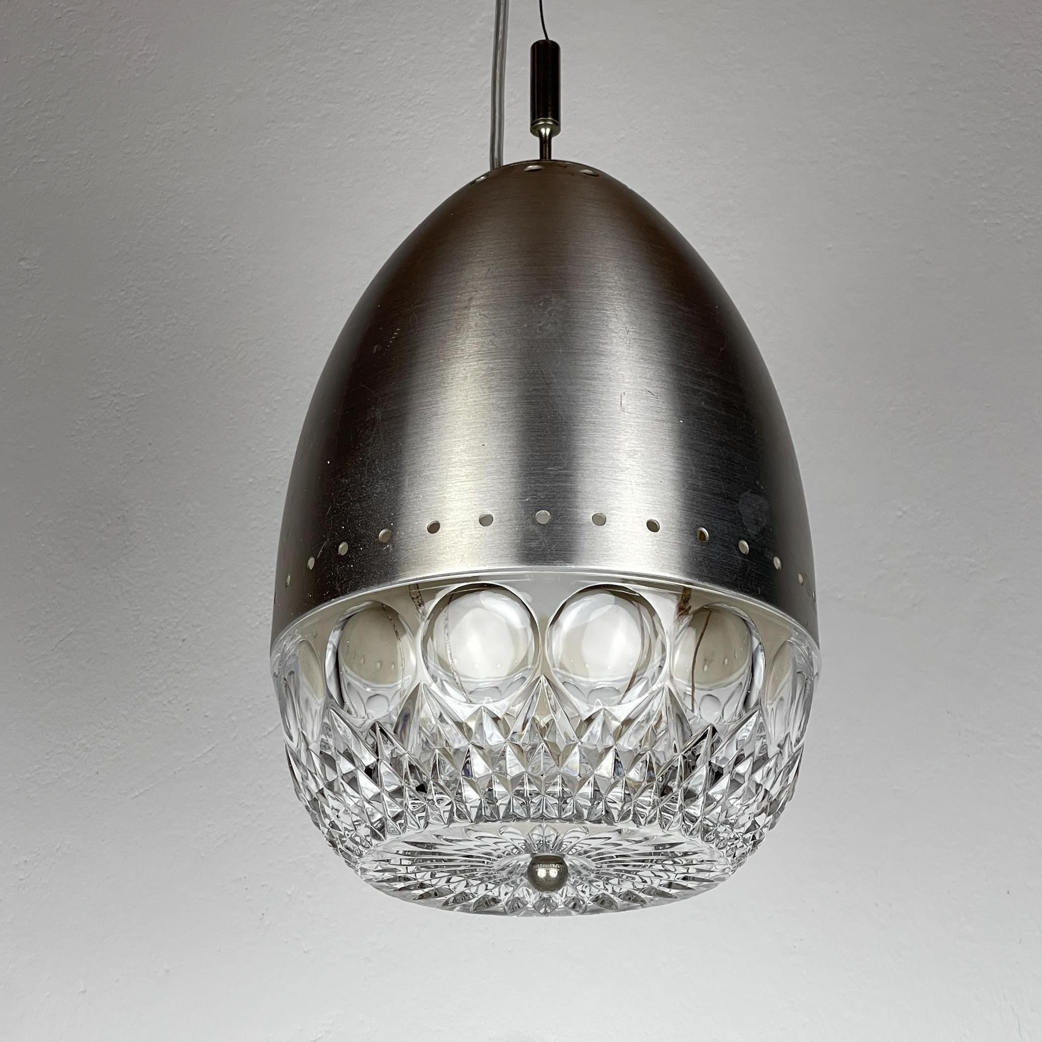 Mid-century glass pendant lamp Italy 1960s Vintage Italian lighting Space Age