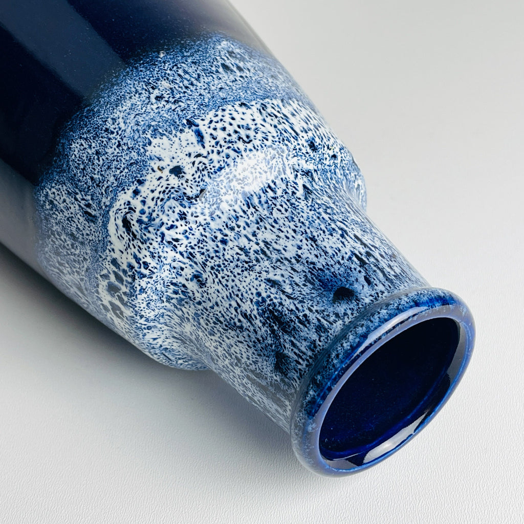 Vintage blue ceramic vase Lava by Jasba, West Germany, 1960s