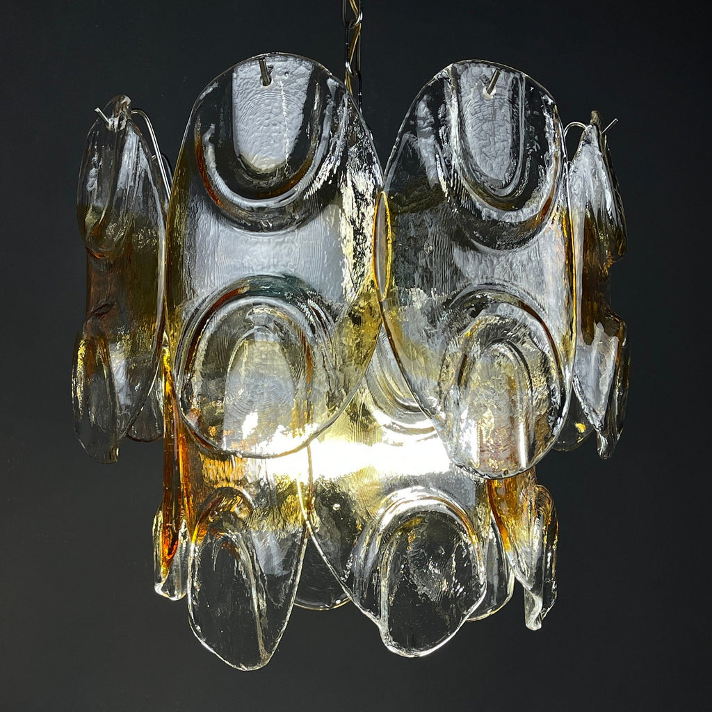 Murano chandelier by Mazzega Italy 1960s Mid-century modern italian lighting 14 murano glass petals
