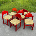 Set Of 6 Red Chairs mod. Padova By Hank Lowenstein, Italy 1970s
