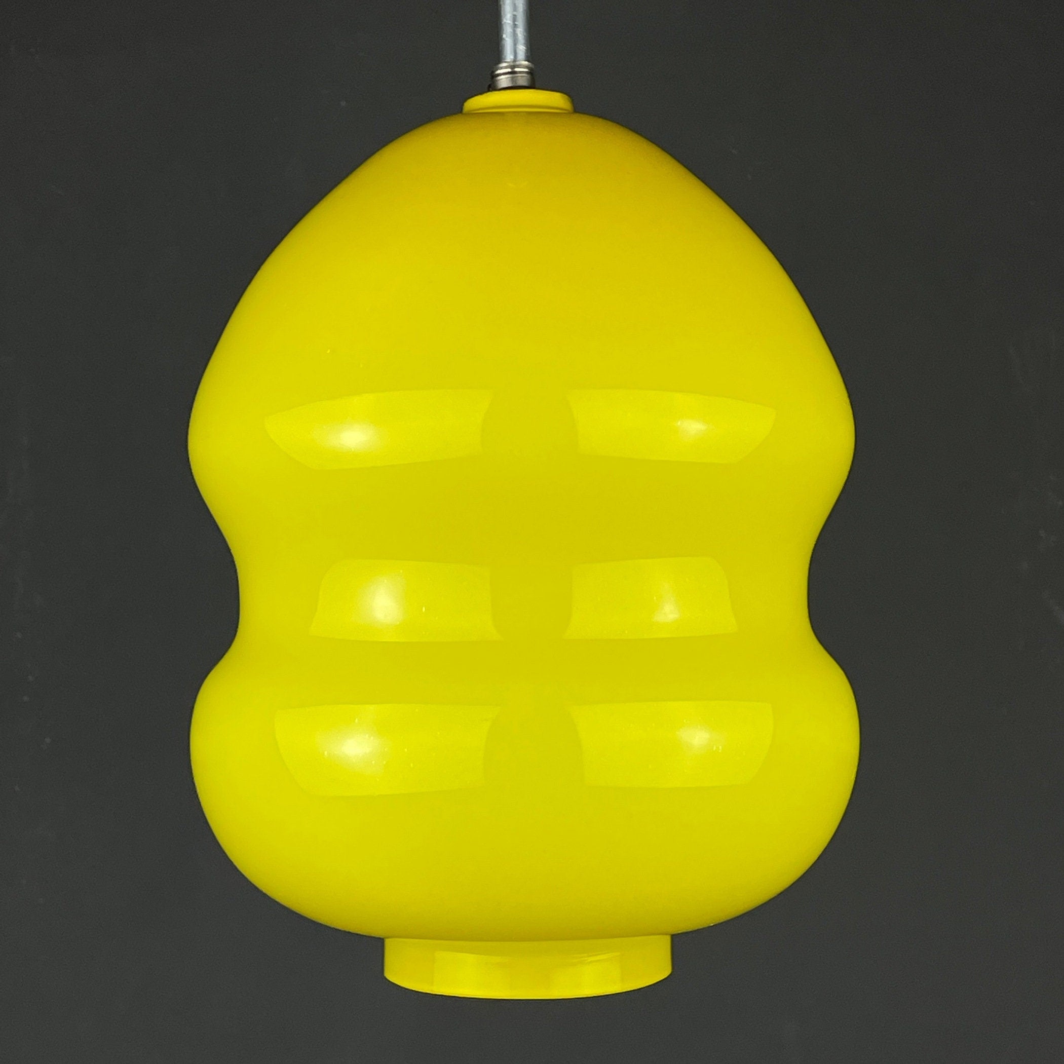 Mid-century yellow glass pendant lamp Yugoslavia 1970s Retro lighting Space age