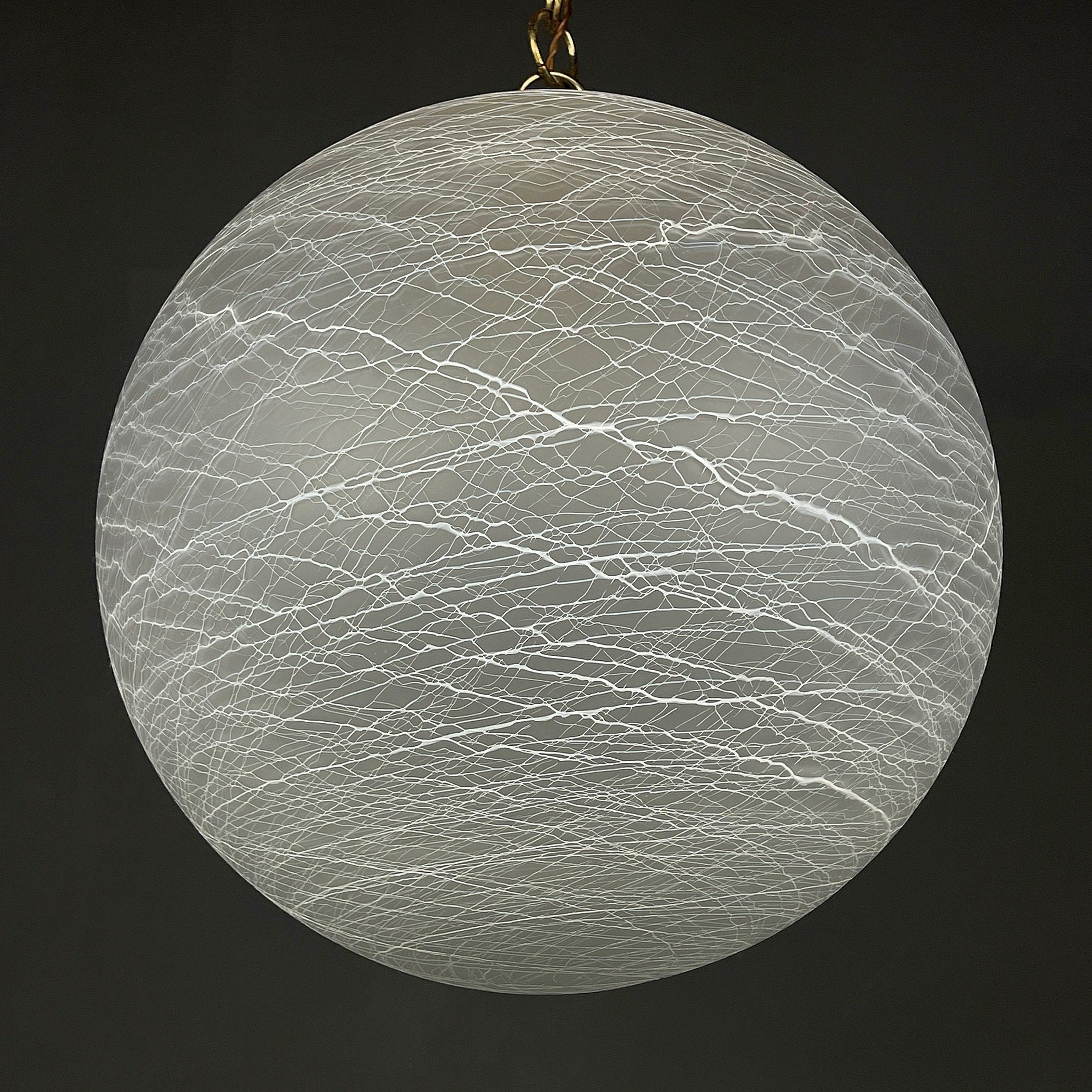 Vintage large swirl murano glass pendant lamp Italy 1970s Mid-century modern italian lighting