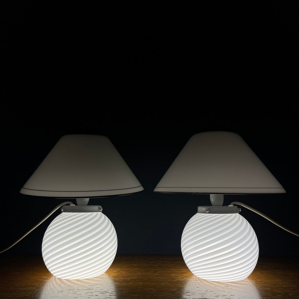 Murano Mushroom Table Lamps: Italian Modern Retro Decor, 1970s, Set of 2