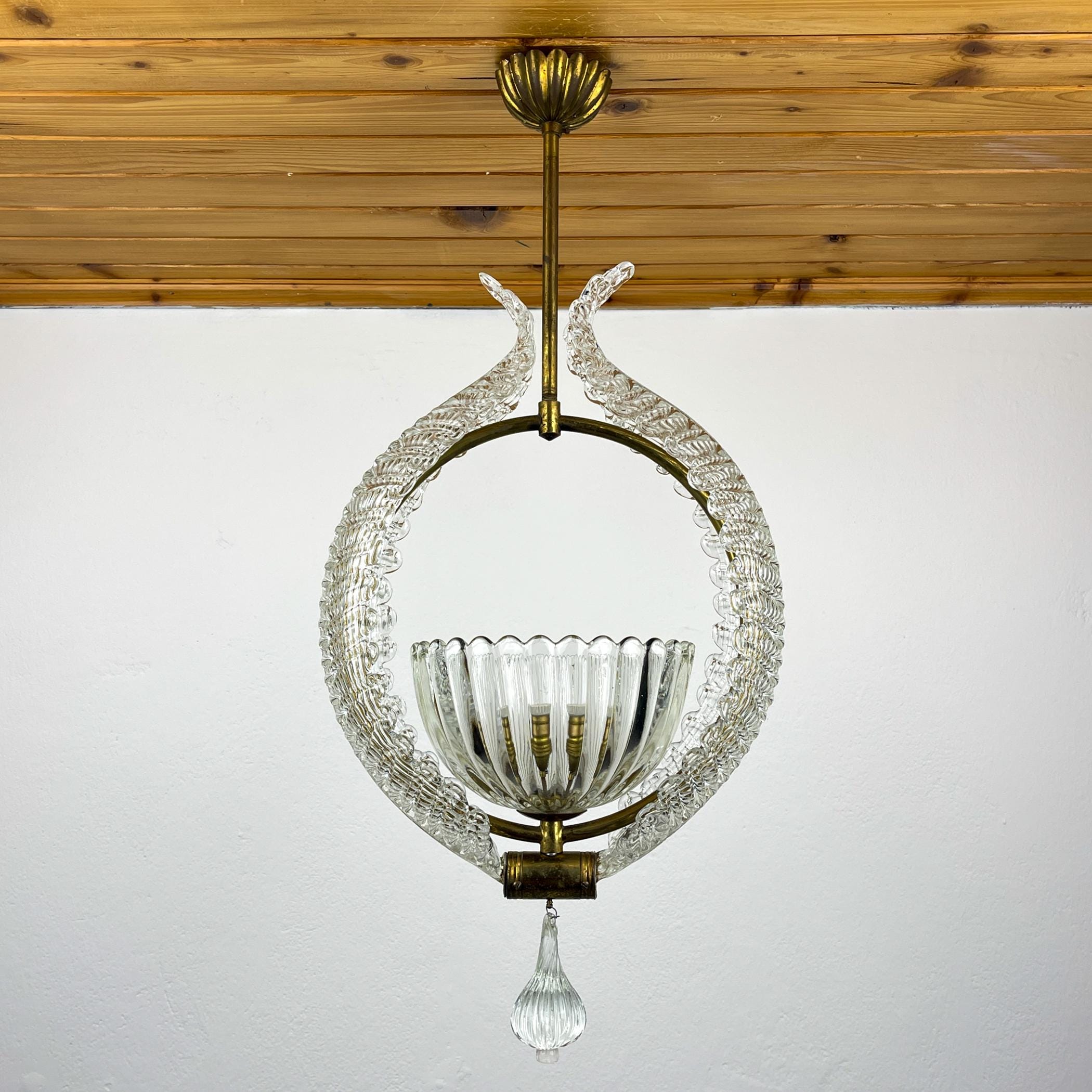 Murano chandelier by Ercole Barovier Barovier & Toso, Italy 1930s