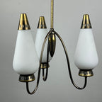 Vintage brass chandelier Italy 1950s Mid-century Art Deco design