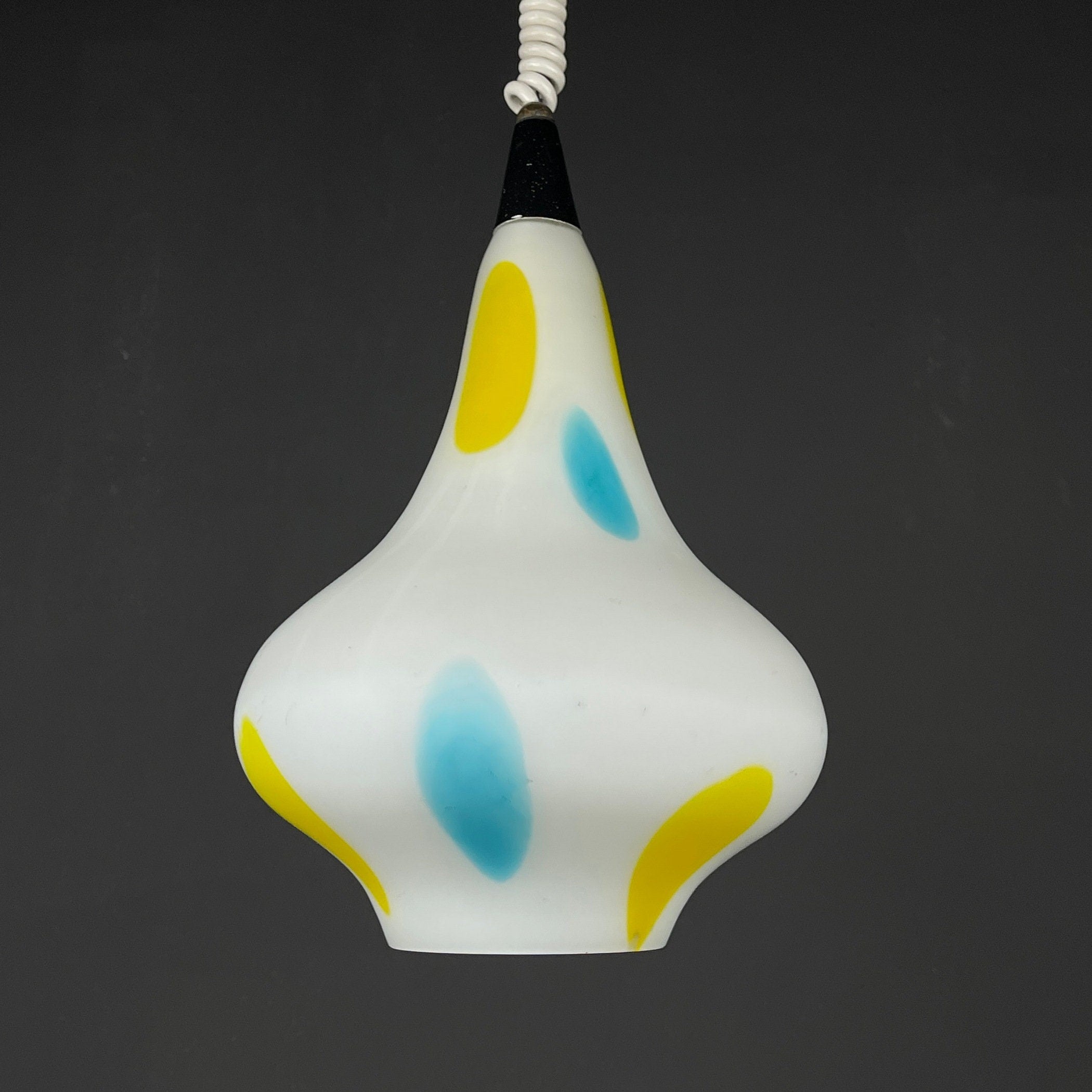 Mid-century multicolor opaline murano glass pendant lamp by Stilnovo Italy 1950s