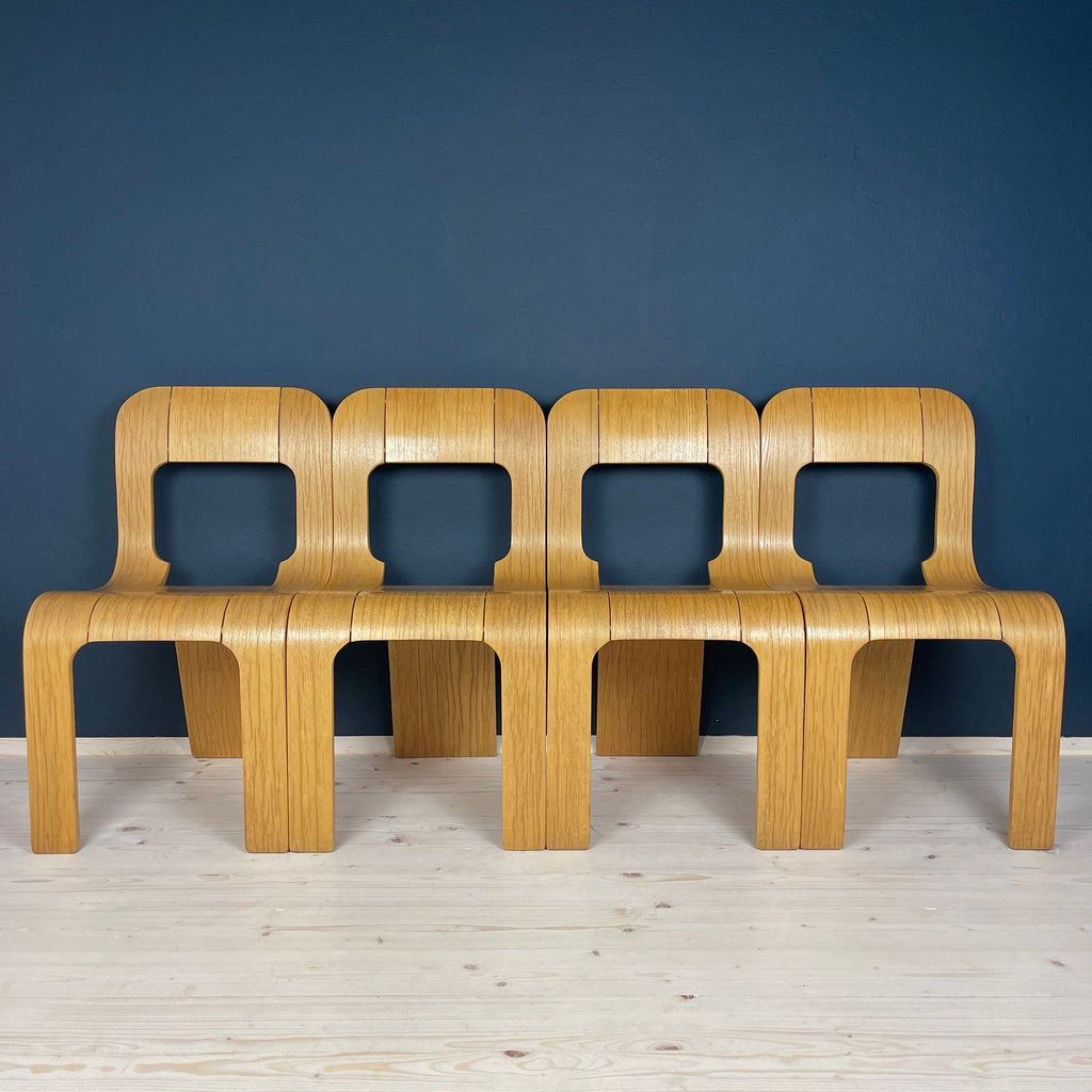 Mid-Century Plywood Dining Chairs Esse by Gigi Sabadin, Stilwood, Italy - Set of 4