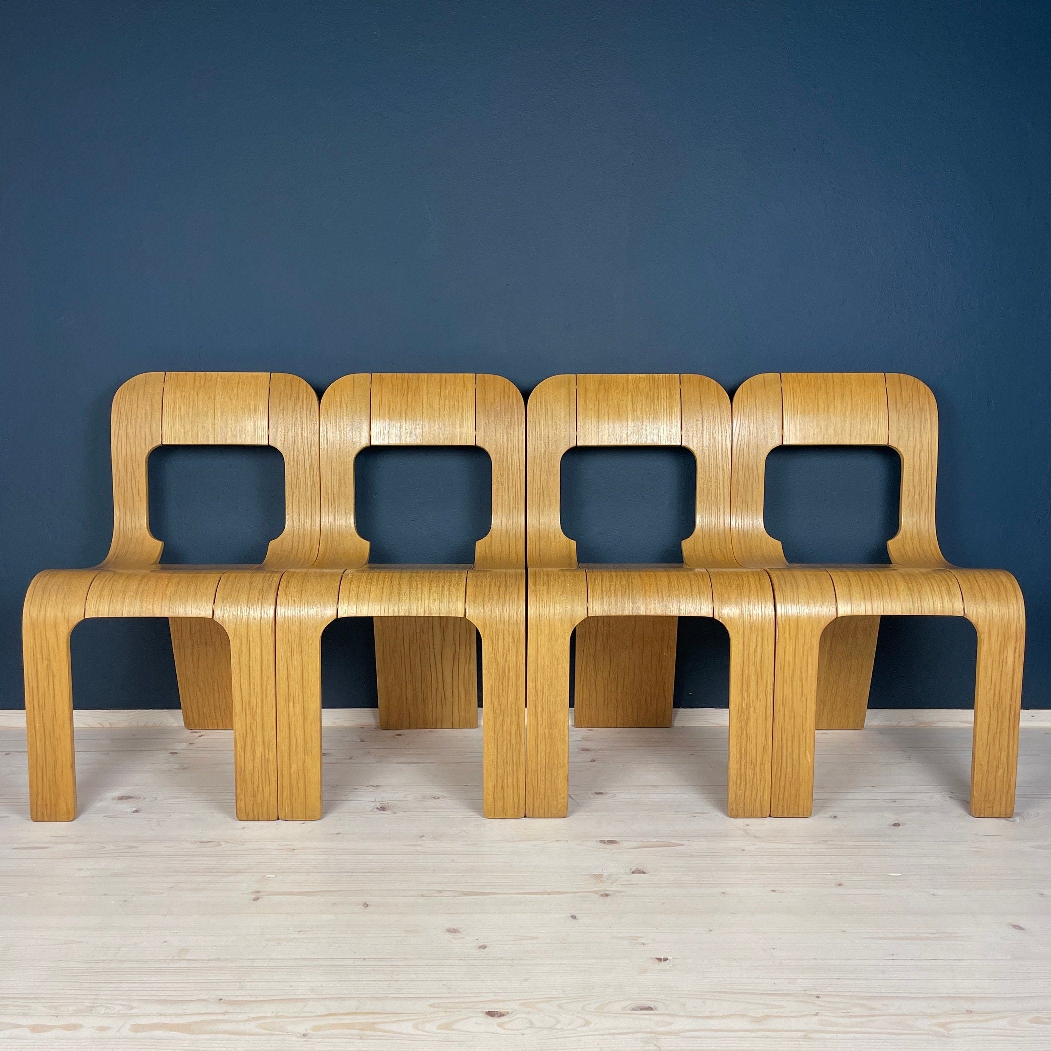 Mid-Century Plywood Dining Chairs Esse by Gigi Sabadin, Stilwood, Italy - Set of 4