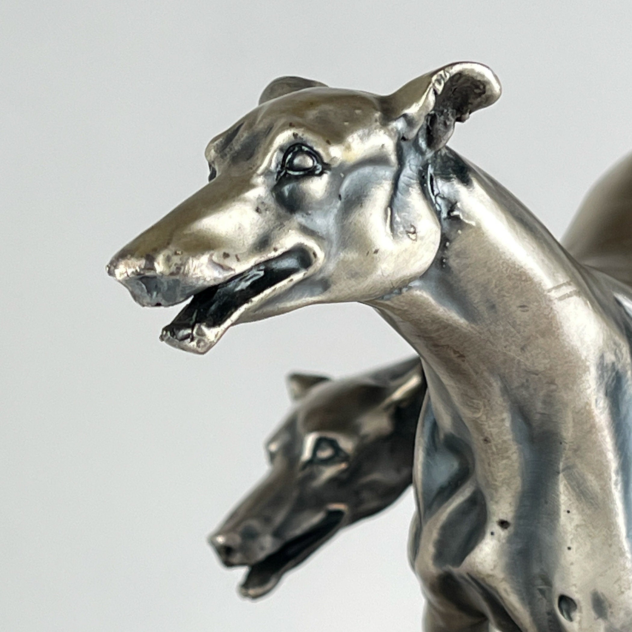 Vintage silver sculpture "Racing Greyhounds" by Angelo Schiavon, Italy 1960s