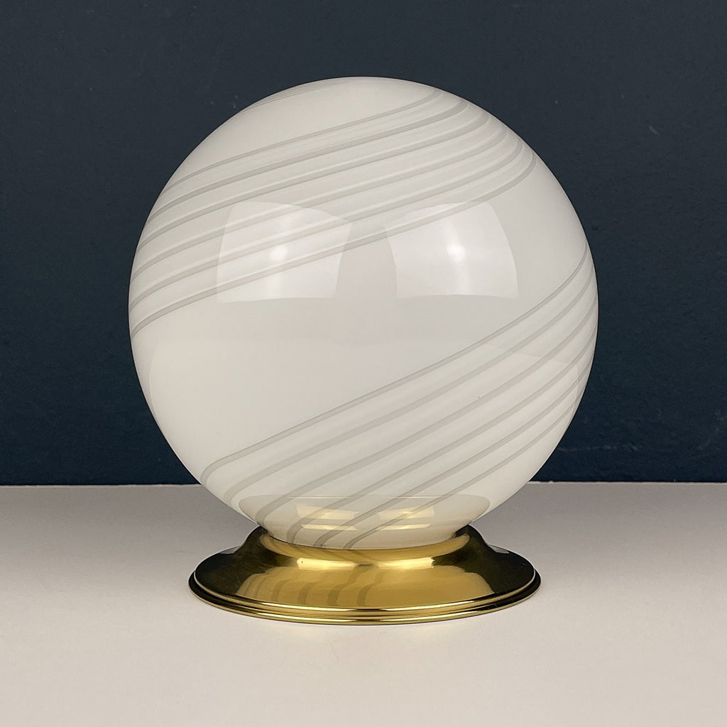 Vintage white murano table lamp Italy 1970s, Mid-century modern design