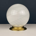 Vintage white murano table lamp Italy 1970s, Mid-century modern design