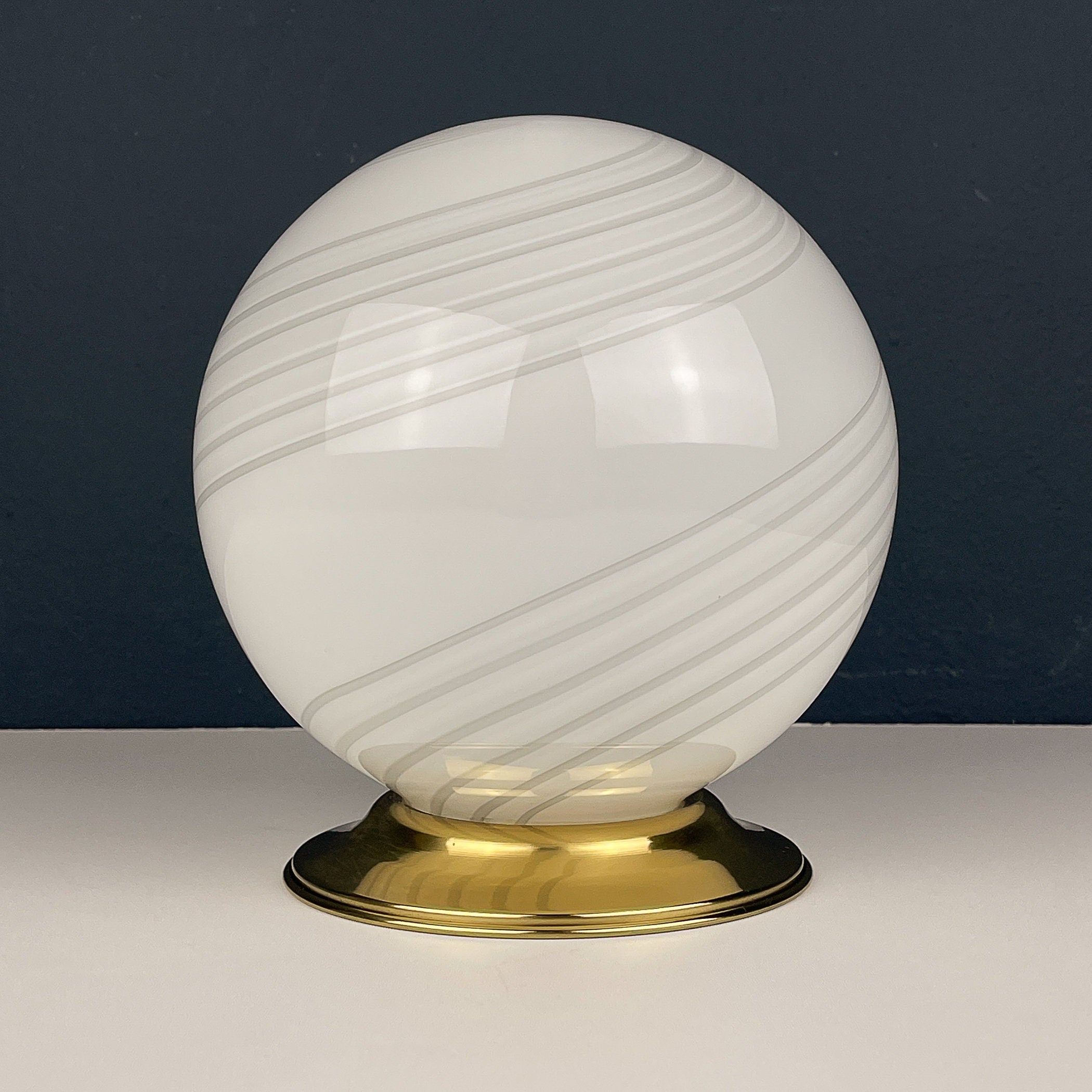 Vintage white murano table lamp Italy 1970s, Mid-century modern design