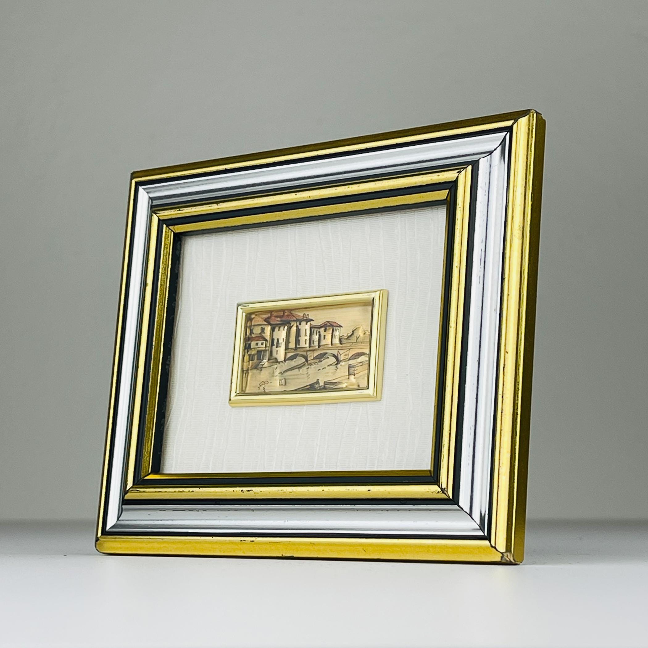 Vintage 925 Silver Pressed Art Framed, Italy, 1970s, Vintage home decor