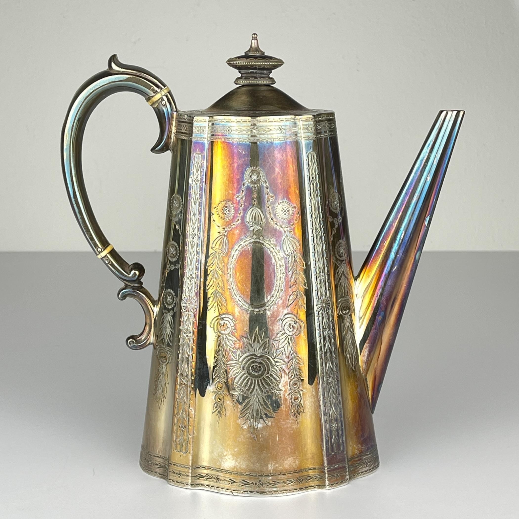 Antique Silver Plated Coffee and Tea Set by Elkington & Co, 1880s