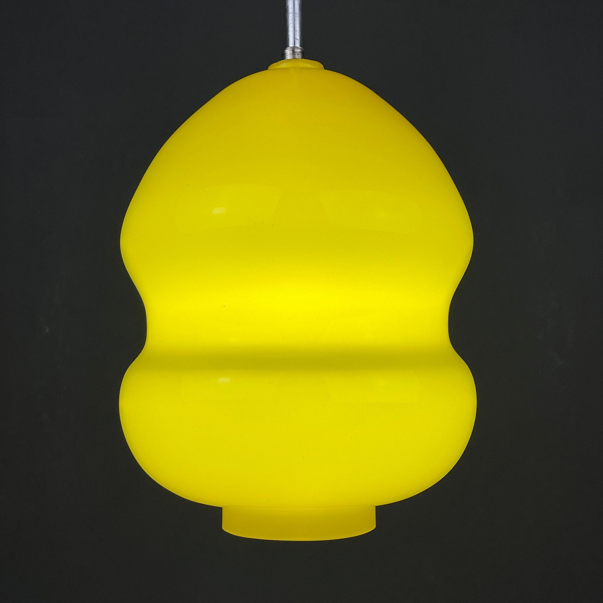 Mid-century yellow glass pendant lamp Yugoslavia 1970s Retro lighting Space age