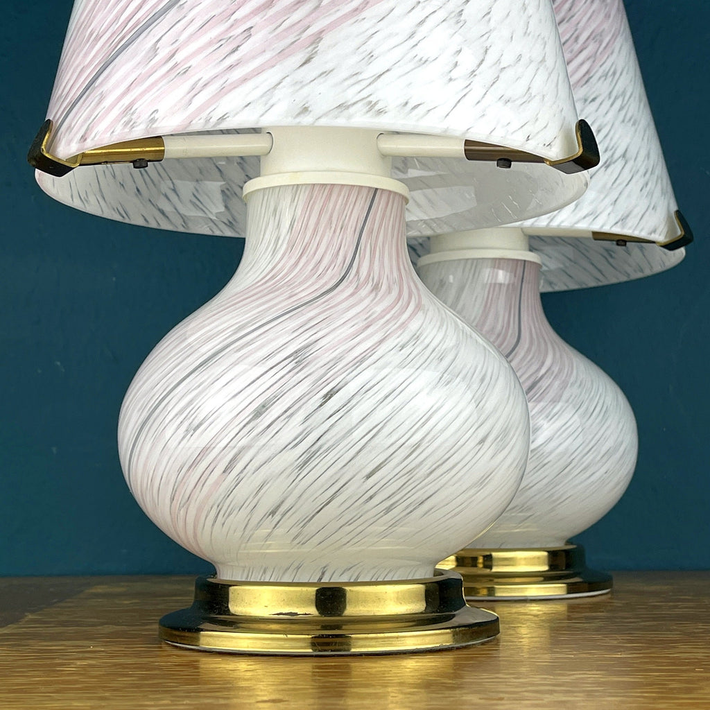 Pair of murano table lamps Mushroom Italy 1970s Italian Modern Retro home decor