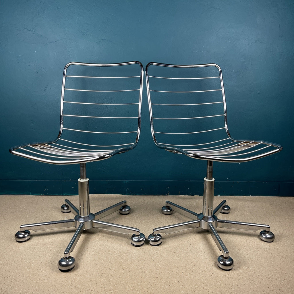 Vintage Italian Desk Chairs - 1970s Mid-Century Modern Style - Set of 2