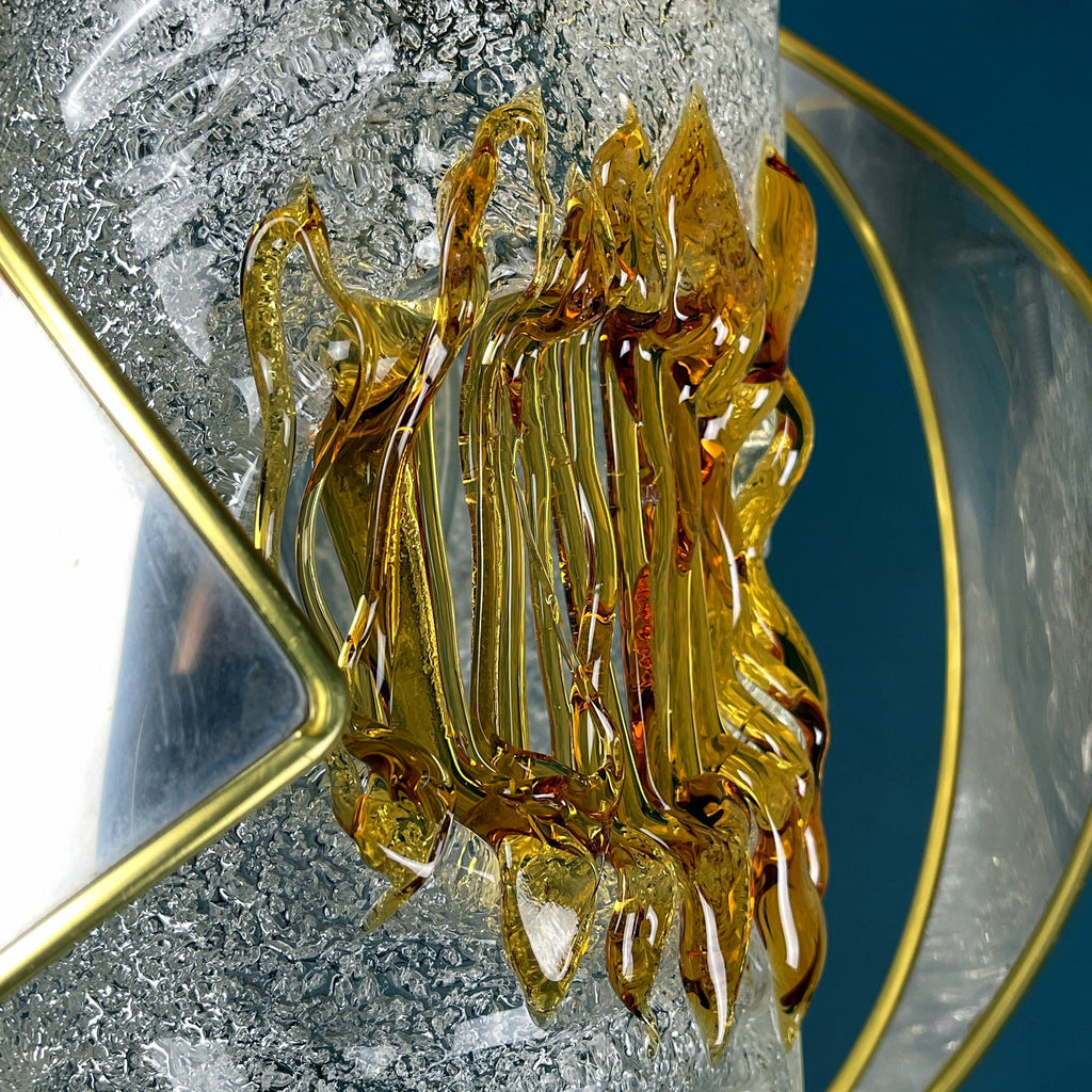 Vintage Amber Murano Glass Chandelier: Mazzega Toni Zuccheri, Italy 1970s