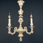 Vintage Capodimonte porcelain chandelier Italy 1940s  3 arm Baroque, Shabby chic design