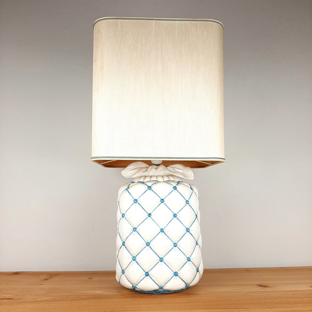 Vintage ceramic table lamp Italy 1960s Pillow lamp quilt nightlamp Retro home lighting