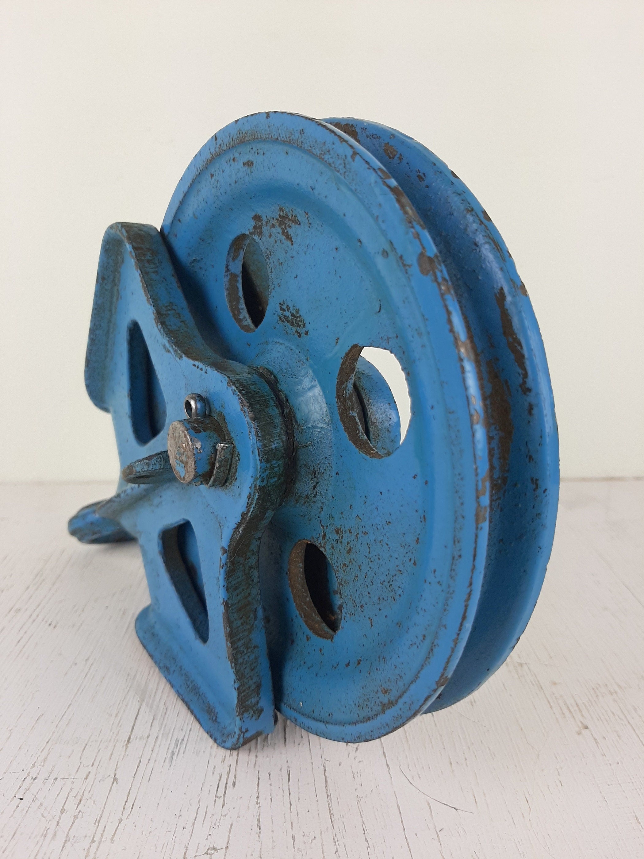 Vintage pulley Yugoslavia 1950s Industrial Home Decor Retro Loft Steel Rope Pulley