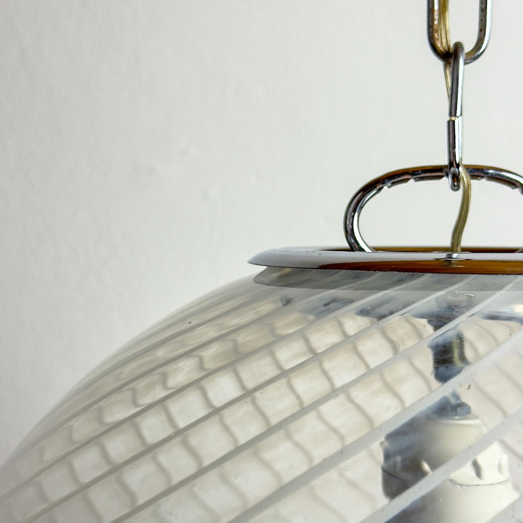 Vintage swirl murano pendant lamp, Italy 1970s