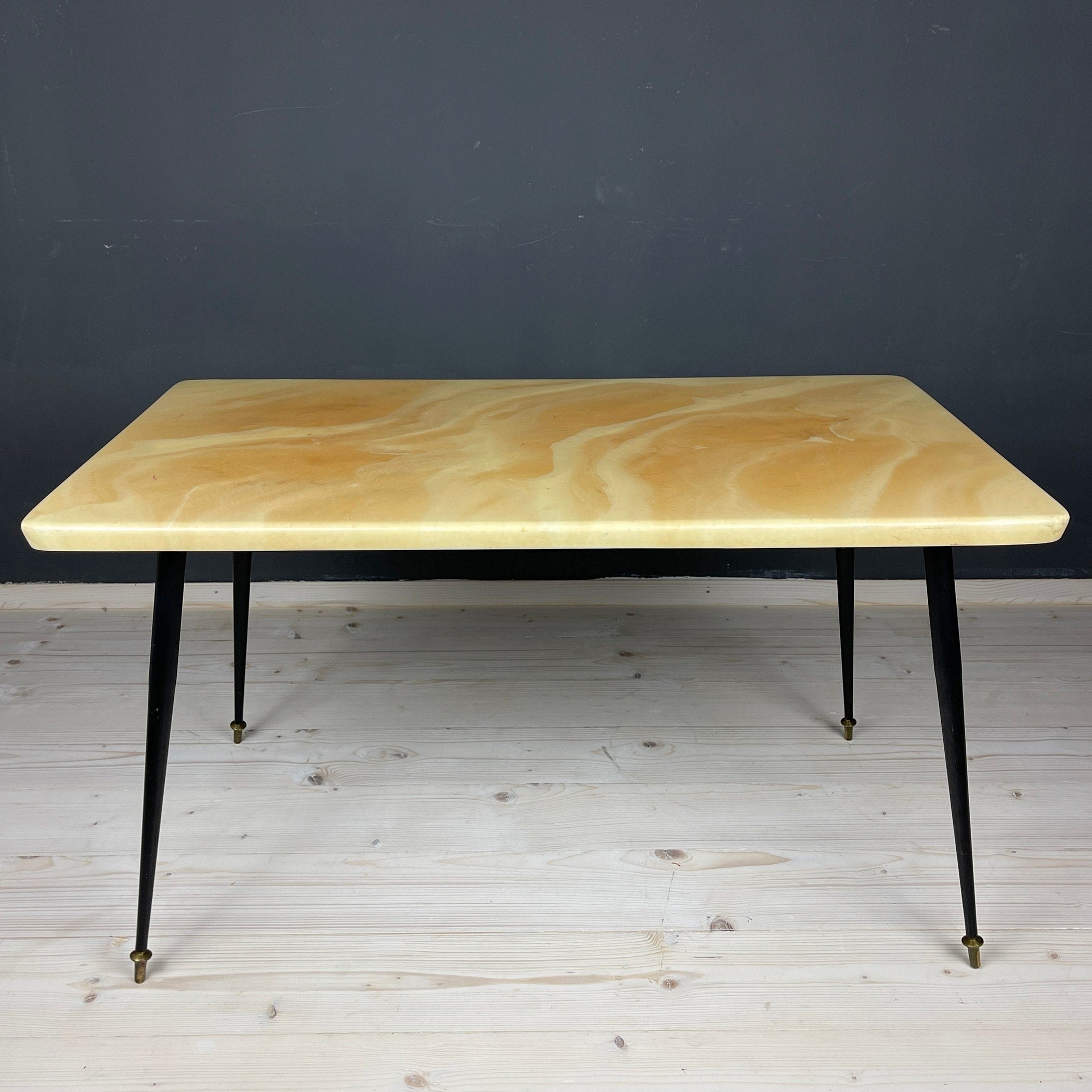Mid-century beige coffee table Italy 1950s Art deco Vintage Italian Modern