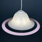 Murano glass white and pink pendant lamp Italy 1970s Mid-century lighting ceiling lamp