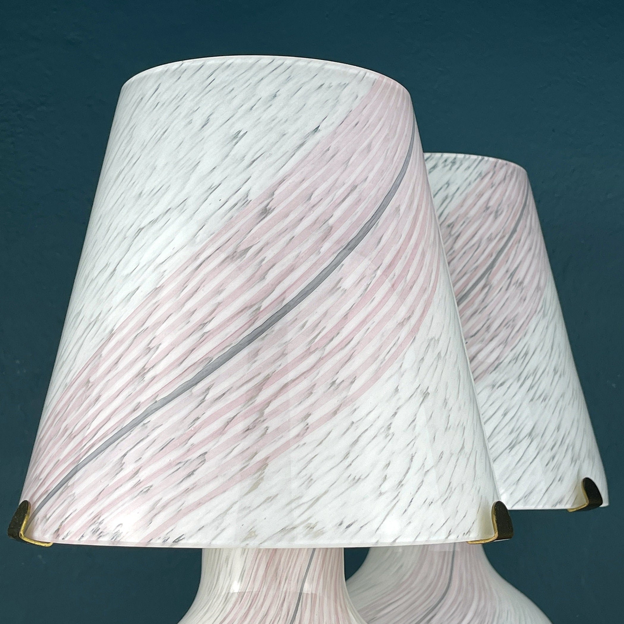 Pair of murano table lamps Mushroom Italy 1970s Italian Modern Retro home decor