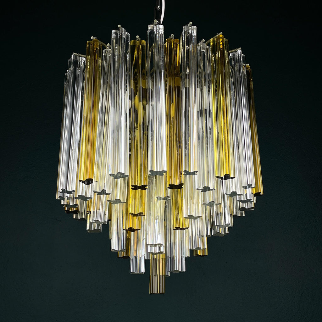 Original cascade Murano glass Crystal Prism Chandelier from Venini, Italy 1970s