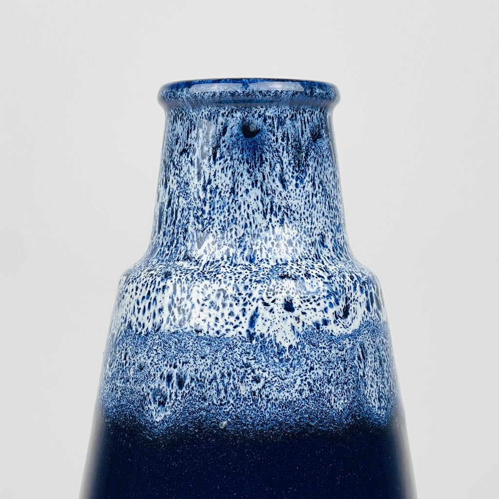 Vintage blue ceramic vase Lava by Jasba, West Germany, 1960s