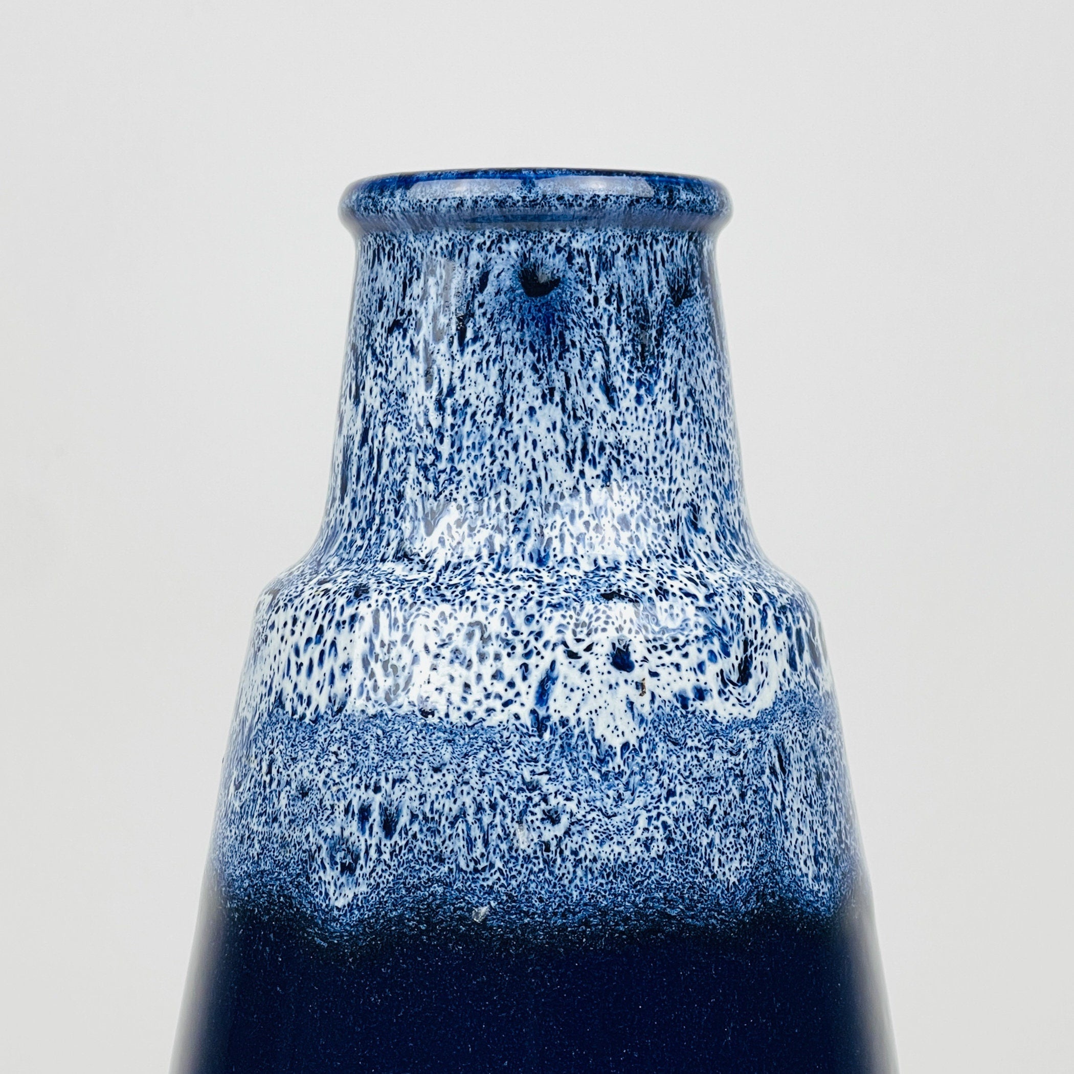 Vintage blue ceramic vase Lava by Jasba, West Germany, 1960s