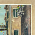 Venice Canal Original Vintage Oil Painting, Italy, 1960s, Signed, Framed