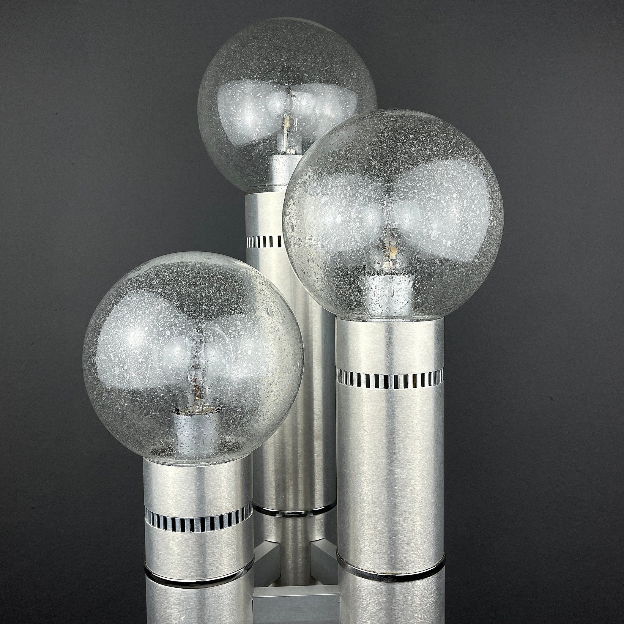 Vintage Italian Brushed Aluminum Floor Lamp: MCM Space Age Lighting