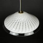 Vintage swirl Murano glass pendant lamp Italy 1970s White Mid-century Lighting Vintage chandelier