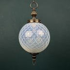 Vintage blue murano sphere ball pendant lamp Italy 1970s Mid-century italian lighting