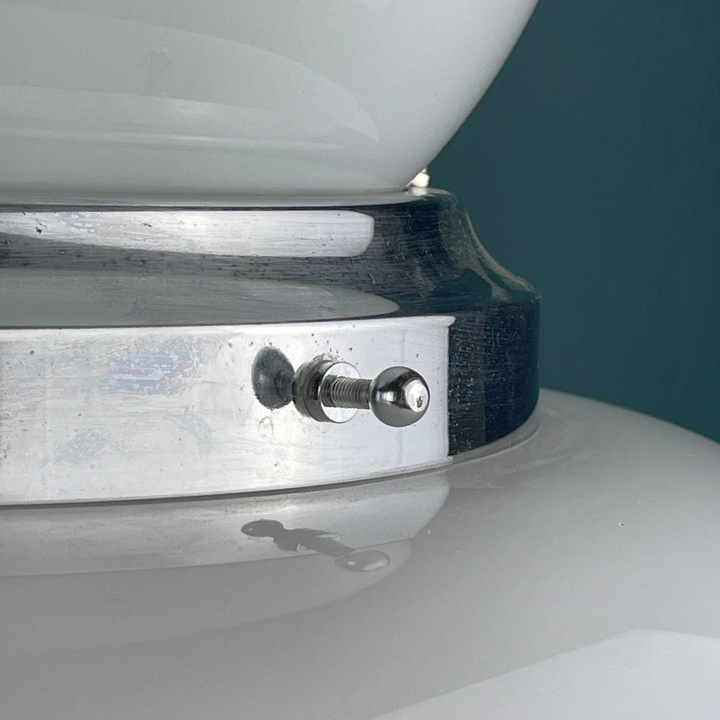 Vintage Opaline Glass UFO Lamp: Italian Mid-Century Modern Lighting