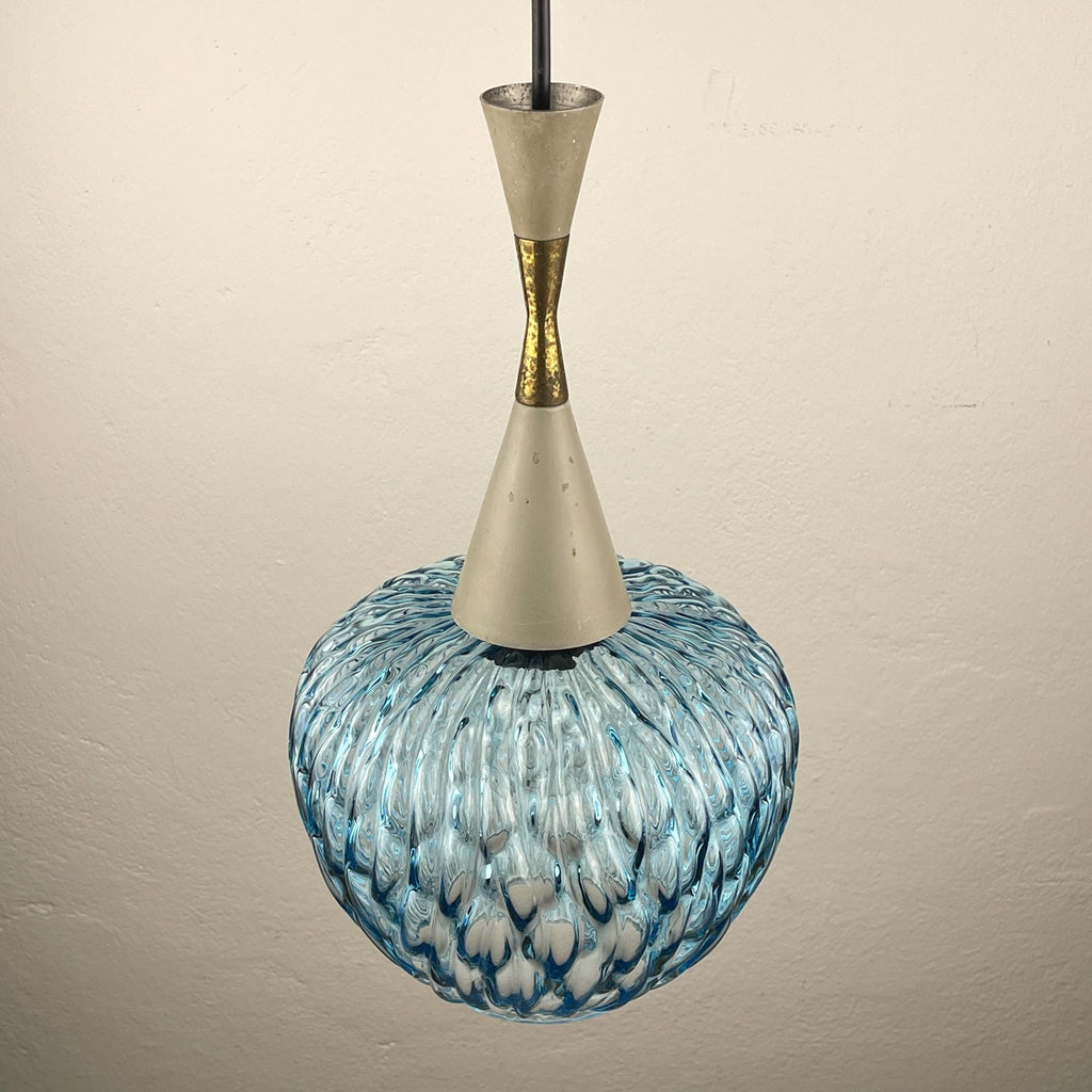 Vintage blue Murano pendant lamp by Stilnovo, Italy 1950s, Mid-century Italian modern