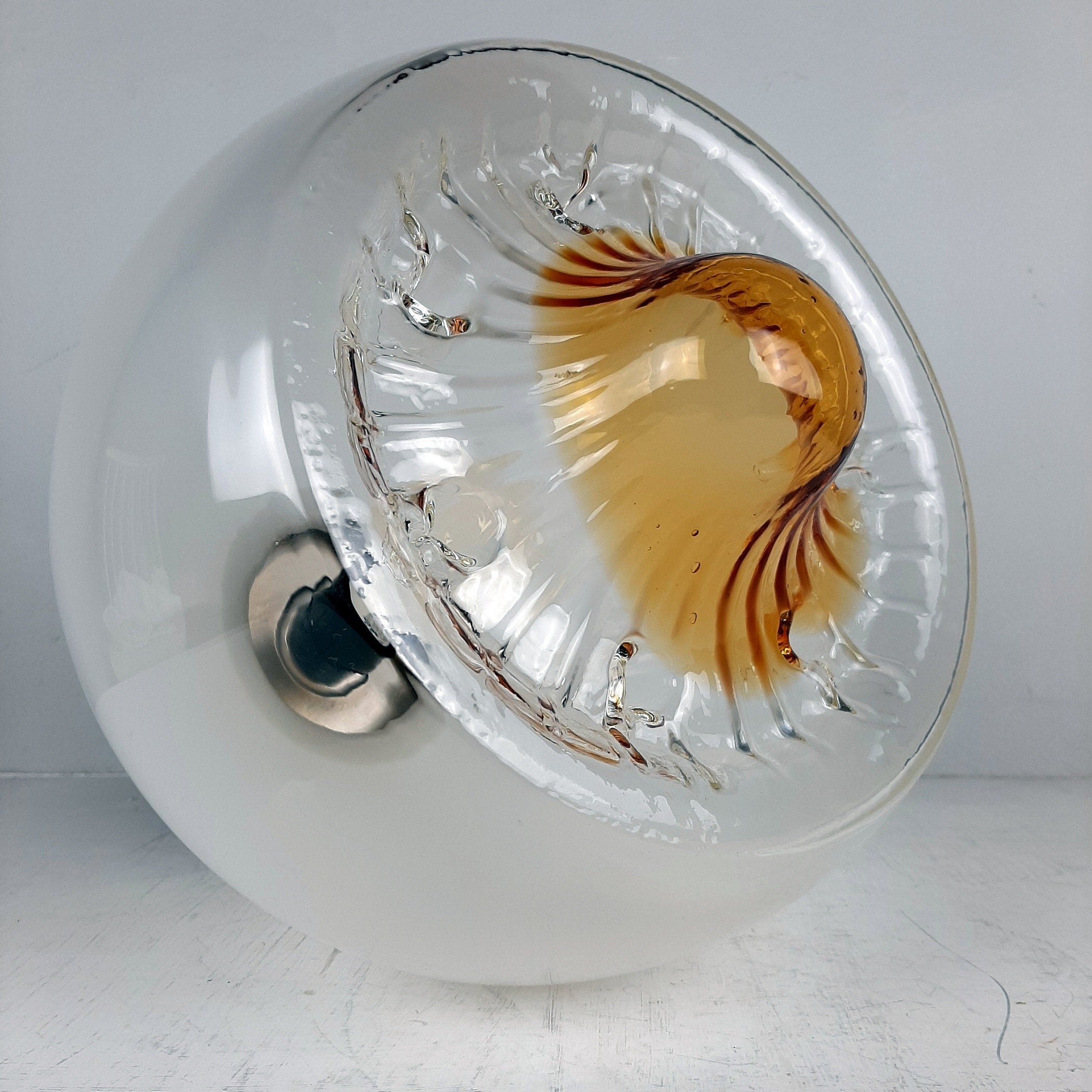 Large vintage murano glass pendant lamp by Mazzega Italy 1960s Mid-century lighting