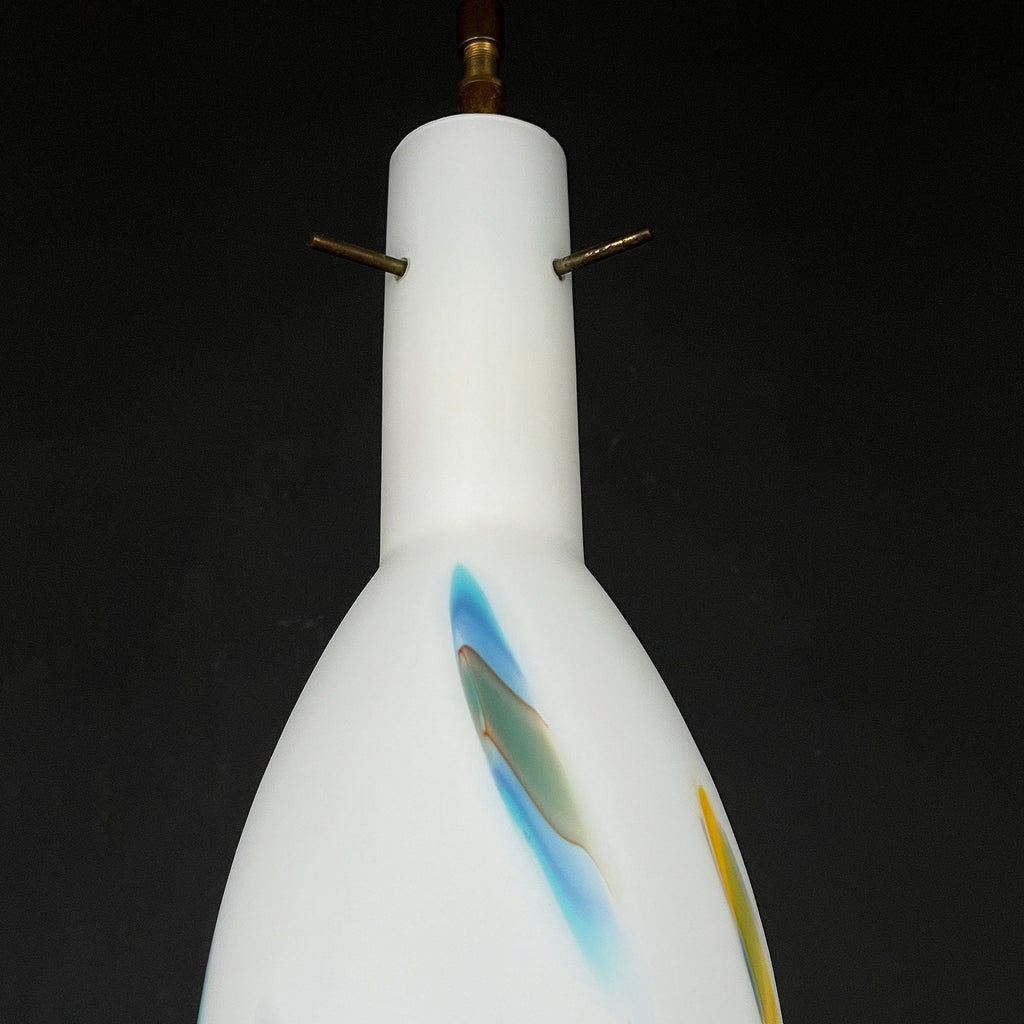 Multicolor opaline murano glass pendant lamp by Stilnovo, Italy 1950s, Mid-century modern