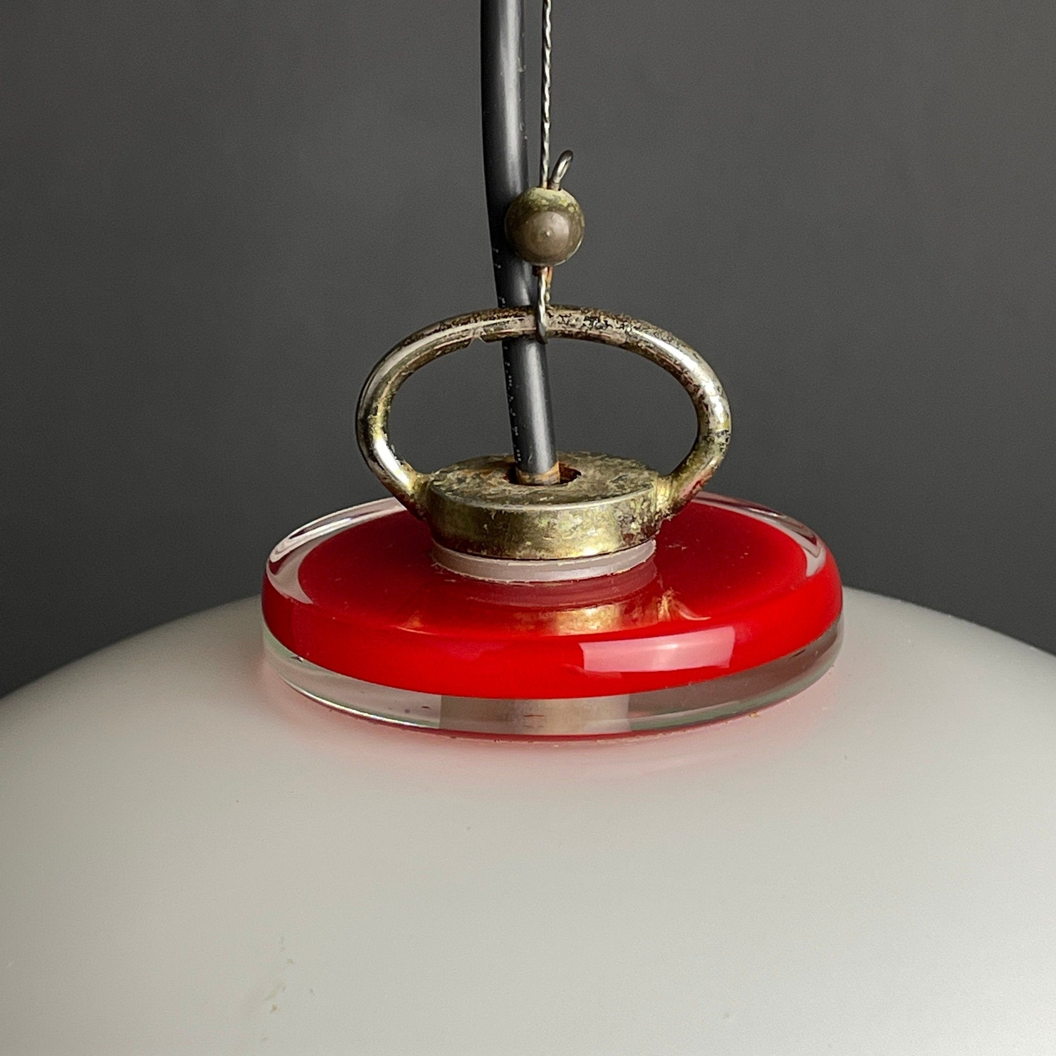 White murano pendant lamp XL chandelier Italy 1970s Mid-century italian modern lighting