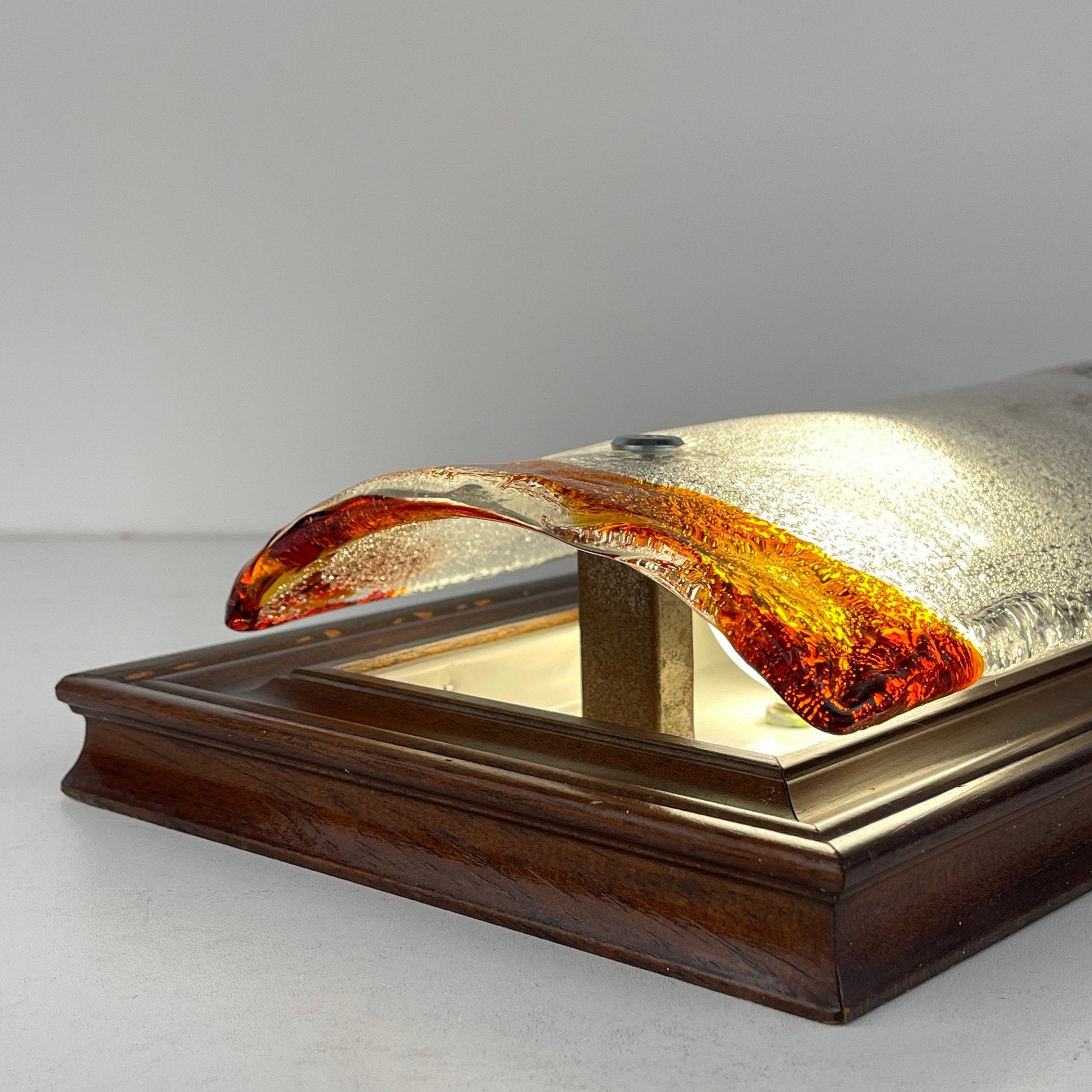 Vintage Wood Murano Wall lamp Italy, 1970s MCM Sconce Lamp