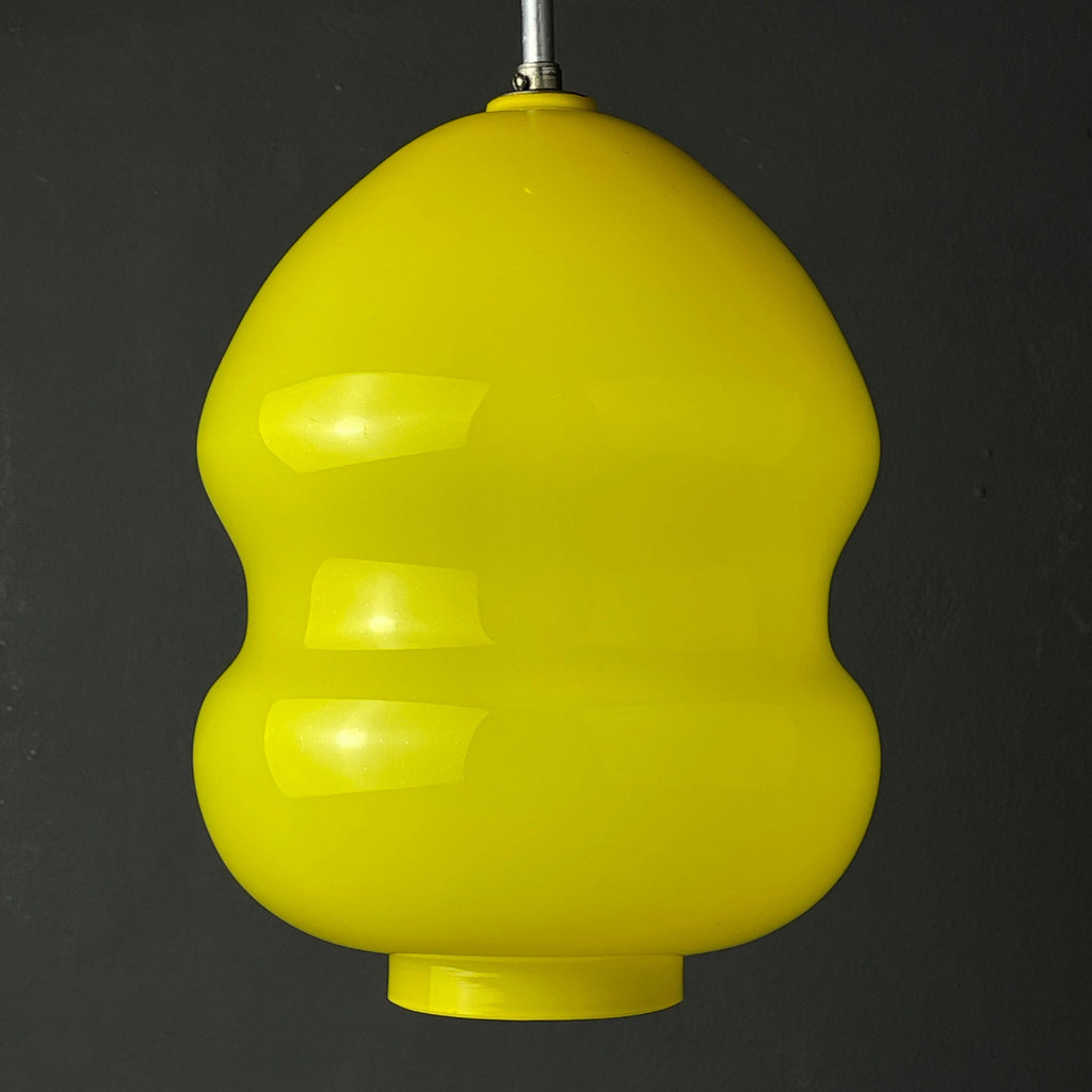 Mid-century yellow glass pendant lamp Yugoslavia 1970s Retro lighting Space age