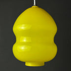 Mid-century yellow glass pendant lamp Yugoslavia 1970s Retro lighting Space age