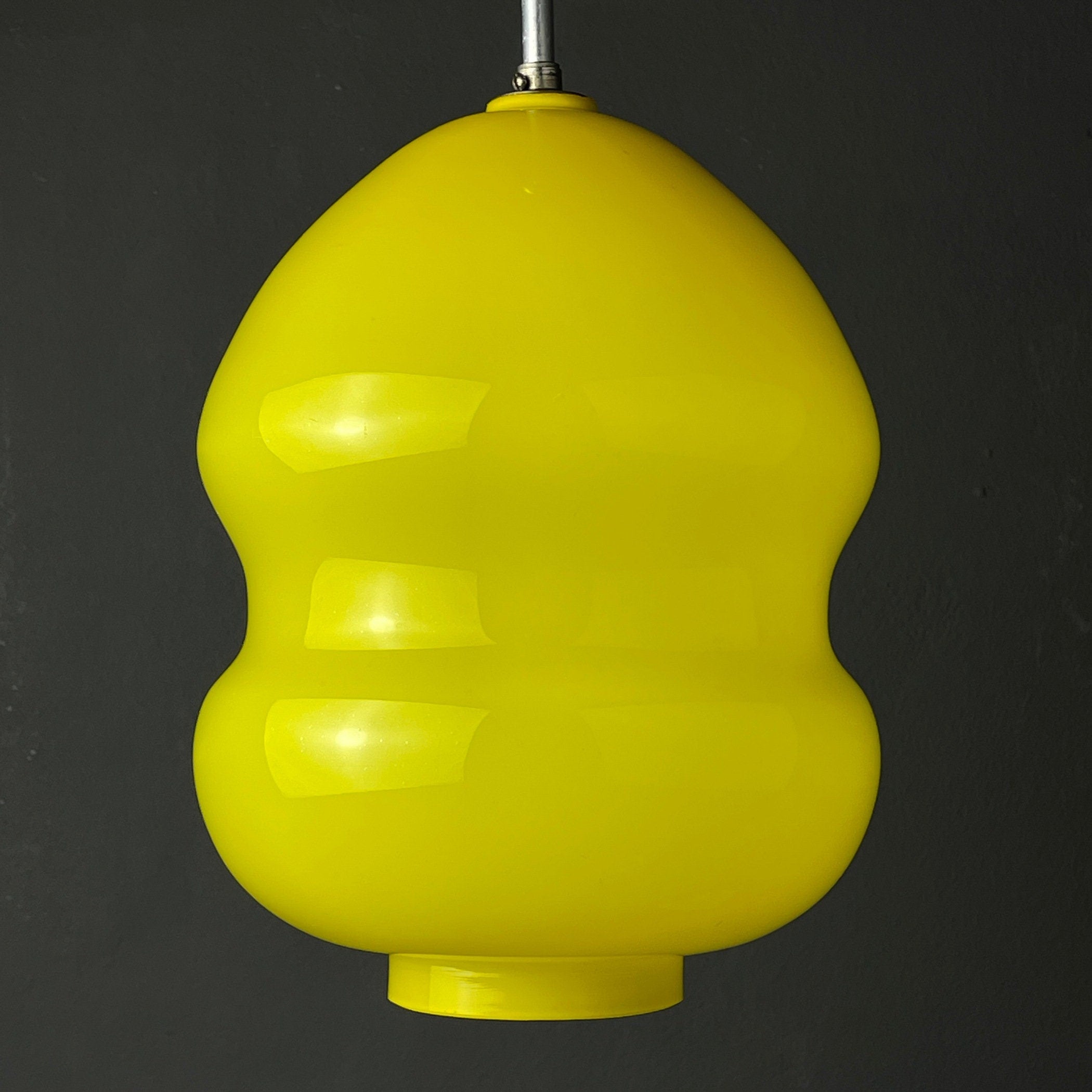 Mid-century yellow glass pendant lamp Yugoslavia 1970s Retro lighting Space age