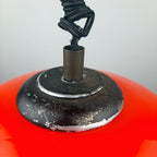 Vintage red glass pendant lamp Italy 1960s space age mid-century lighting